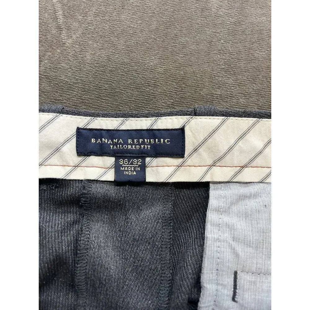 Banana Republic Dress Pants‎ Mens Size 36x32 Slim Fit Tailored Flat Front Gray